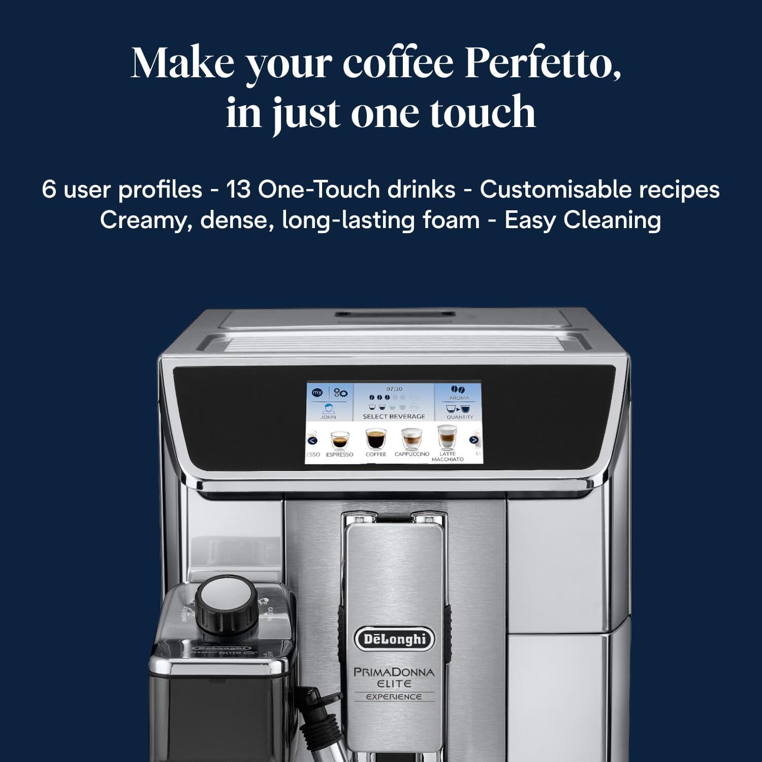 DeLonghi ECAM650 85 MS PrimaDonna Elite Experience Coffee Machine Metal