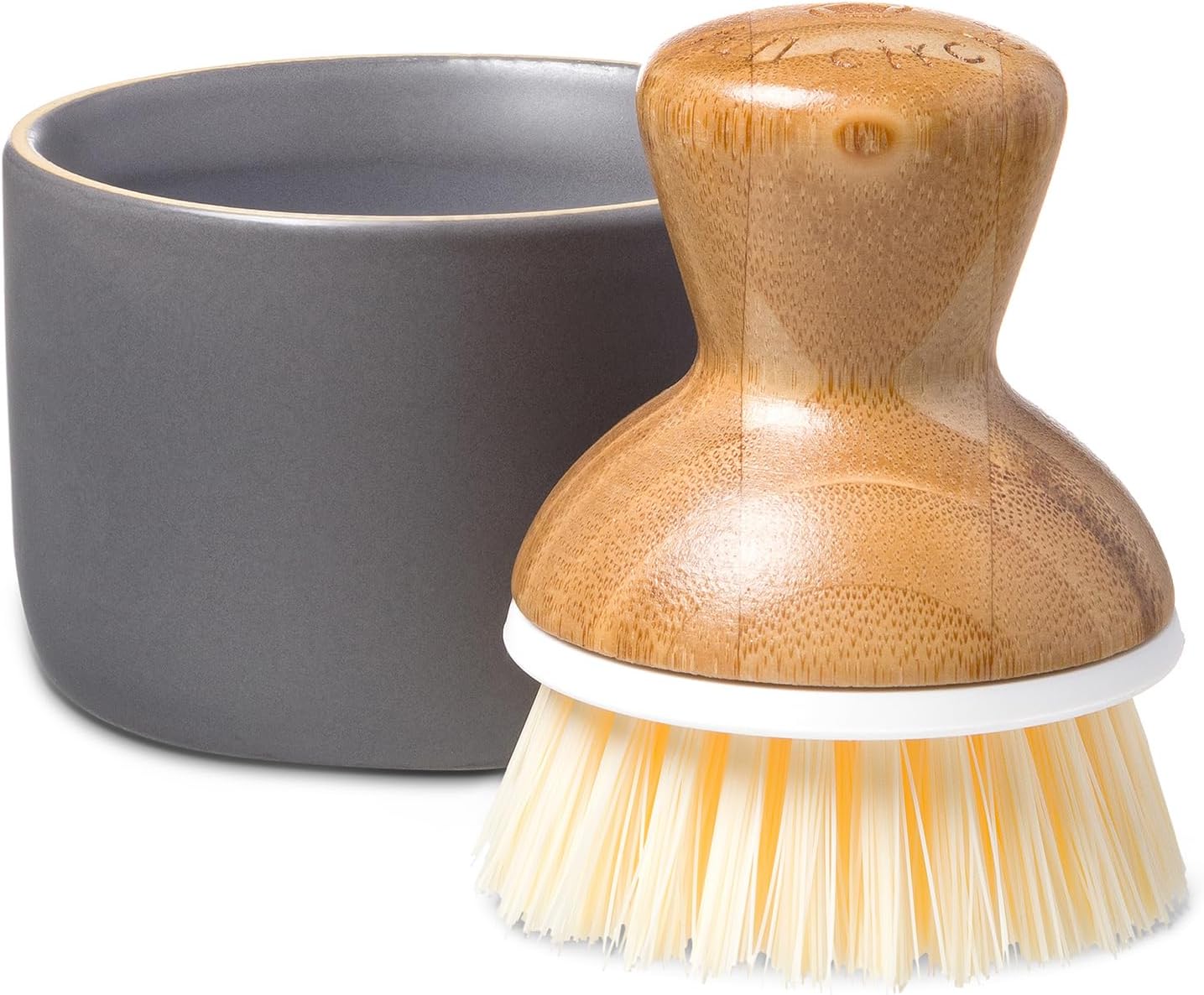 Full Circle Soap Holder with Dish Brush – Beige Eco Kitchen Tool