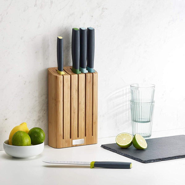 Joseph Joseph Elevate Knives Bamboo 5pc Set Magnetic Slimline Japanese Steel