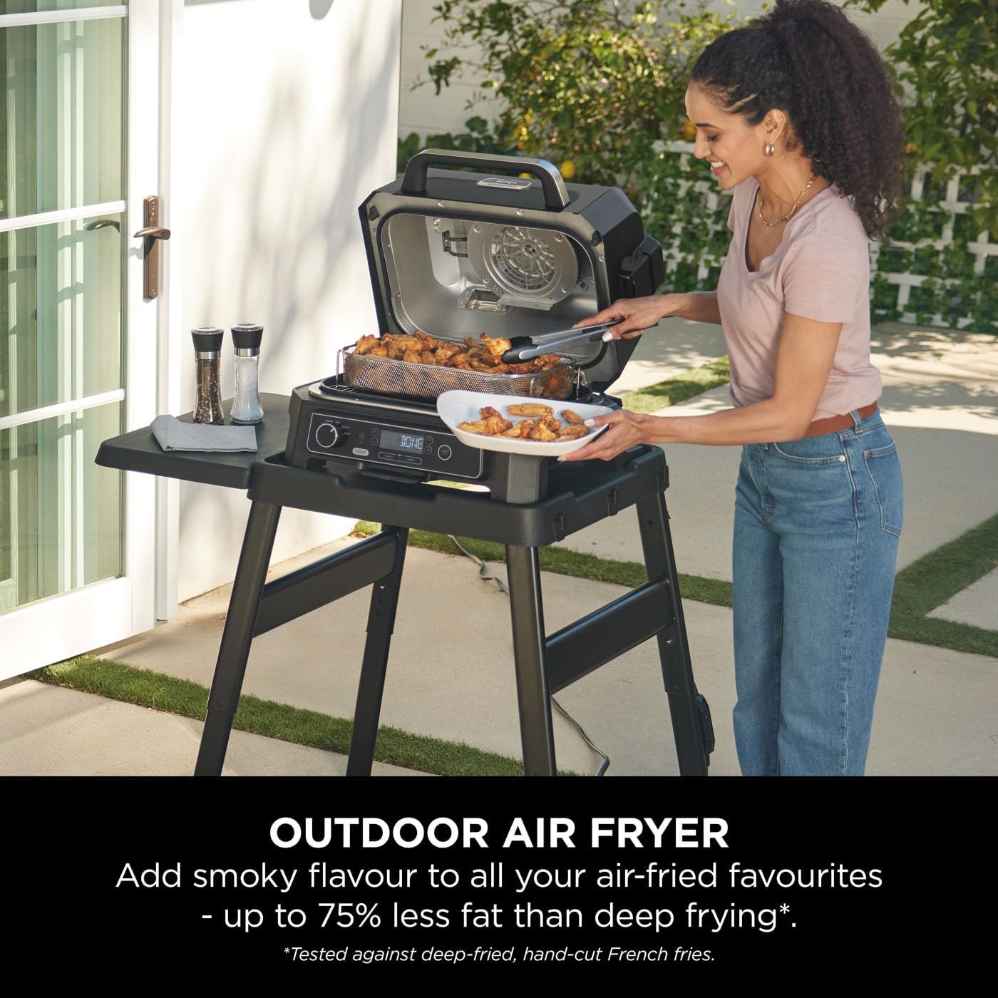 Ninja Woodfire Pro XL Electric BBQ Grill & Smoker with Digital Probe, Large 4-in-1 Outdoor Grill & Air Fryer with Smart Cook System