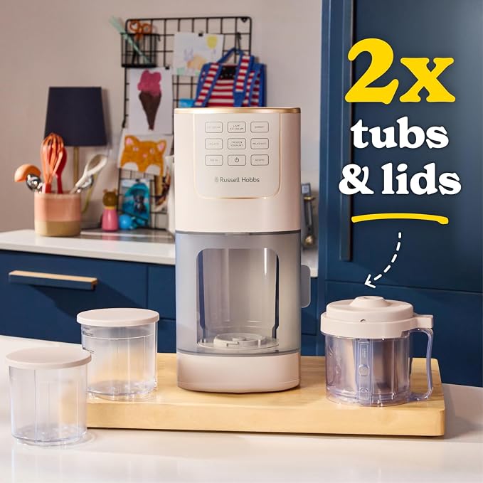 Russell Hobbs Ice Cream Maker Chill Luxe 7in1 Creamery Tubs Stone
