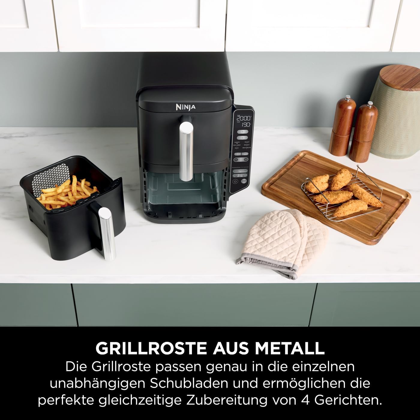 Ninja Double Stack Hot Air Fryer, 7.6 L Airfryer, Double Basket Hot Air Fryer