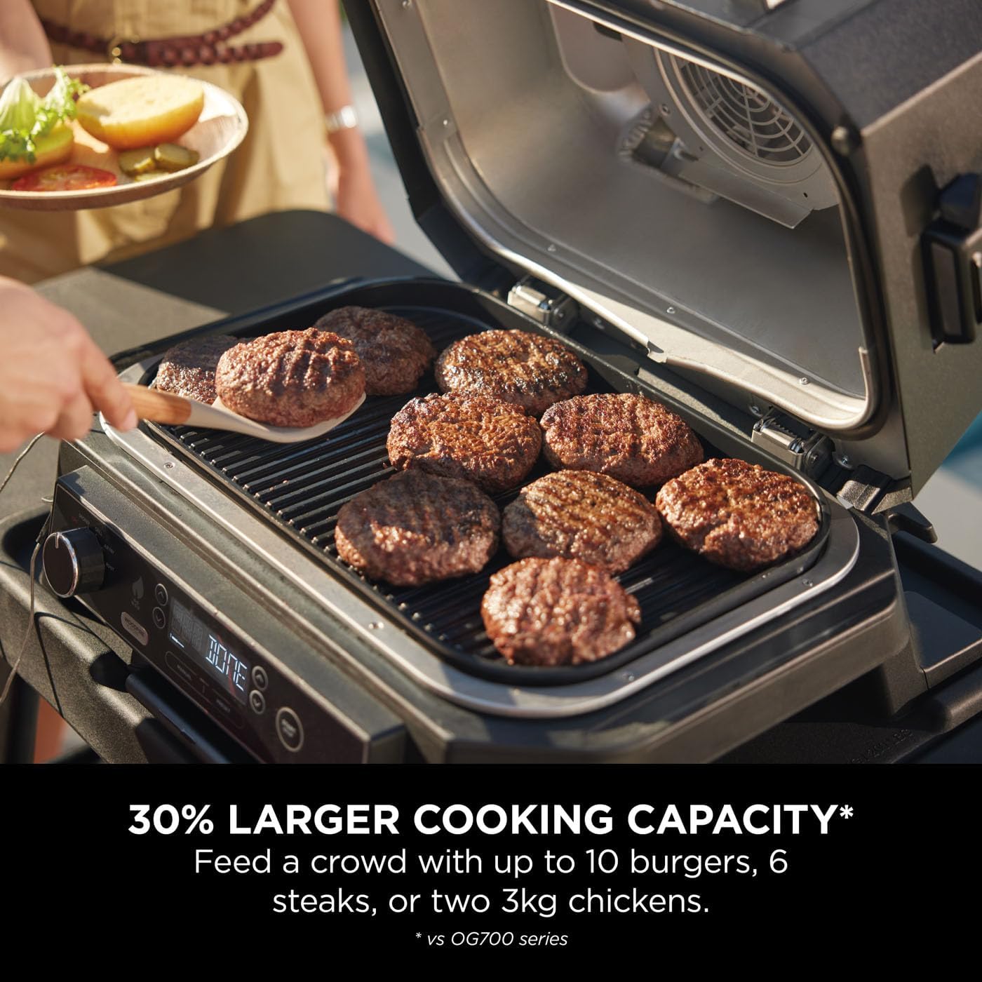 Ninja Woodfire Pro XL Electric BBQ Grill & Smoker with Digital Probe, Large 4-in-1 Outdoor Grill & Air Fryer with Smart Cook System
