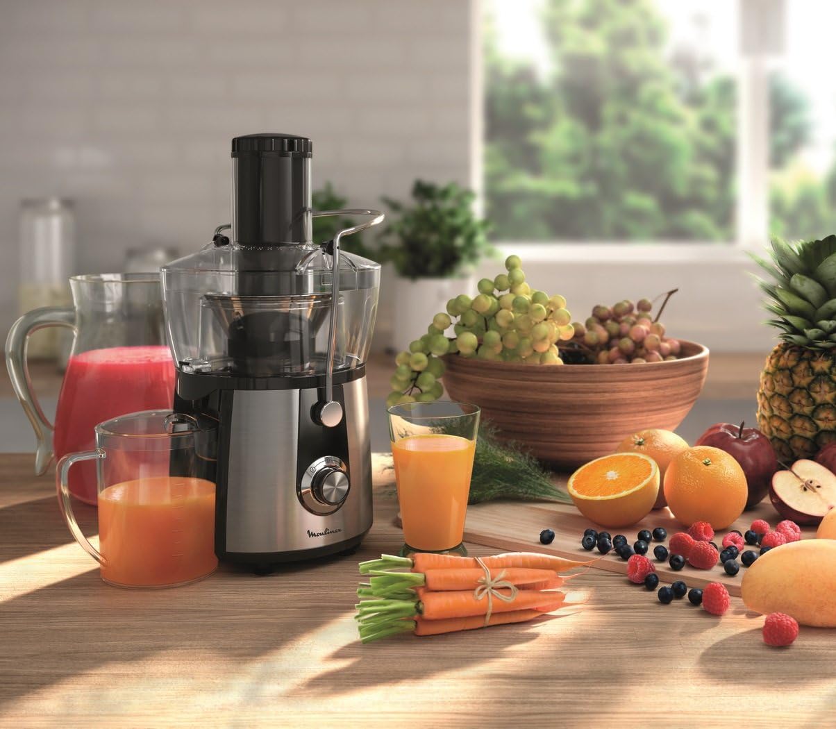 Moulinex Juice Express Juice Extractor – 800W, 1.4L, 2 Speeds, Black/Silver