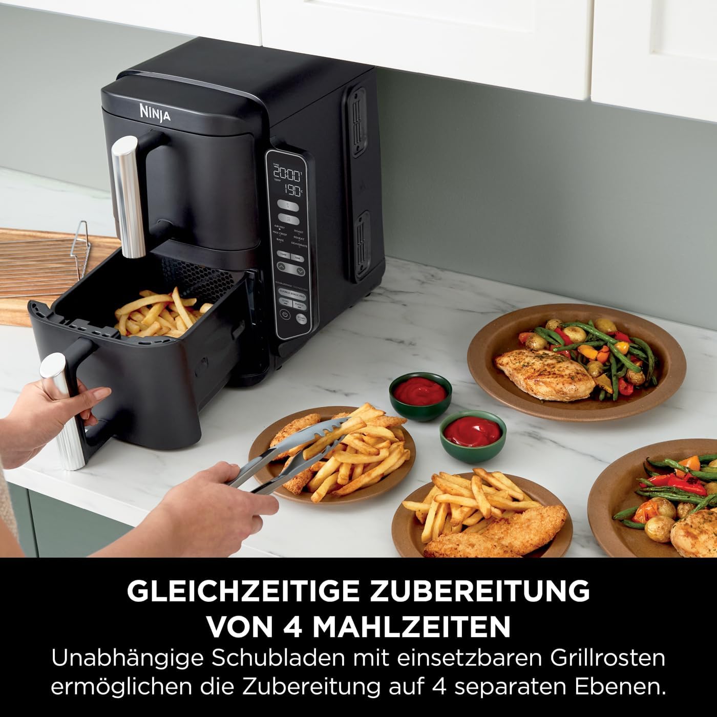 Ninja Double Stack Hot Air Fryer, 7.6 L Airfryer, Double Basket Hot Air Fryer