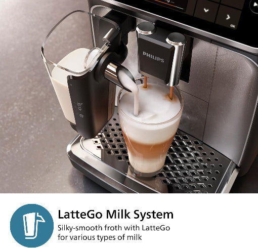 Philips 3300 Series Espresso Machine LatteGo 6 Beverages SilentBrew Chrome