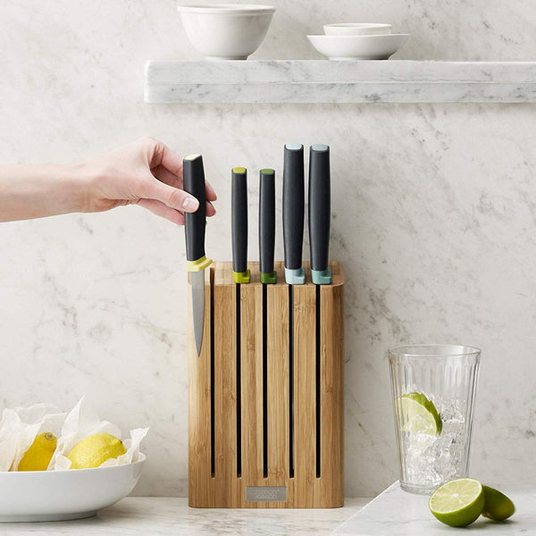 Joseph Joseph Elevate Knives Bamboo 5pc Set Magnetic Slimline Japanese Steel