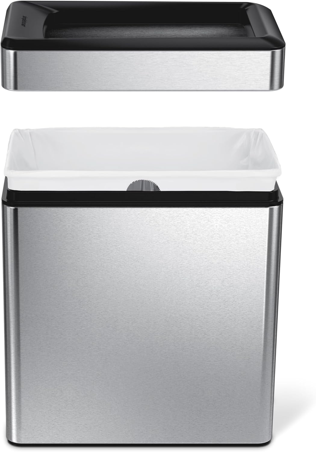 SimpleHuman 10L / 2.6 Gallon Profile Open Trash Can – Slim Brushed Stainless Steel