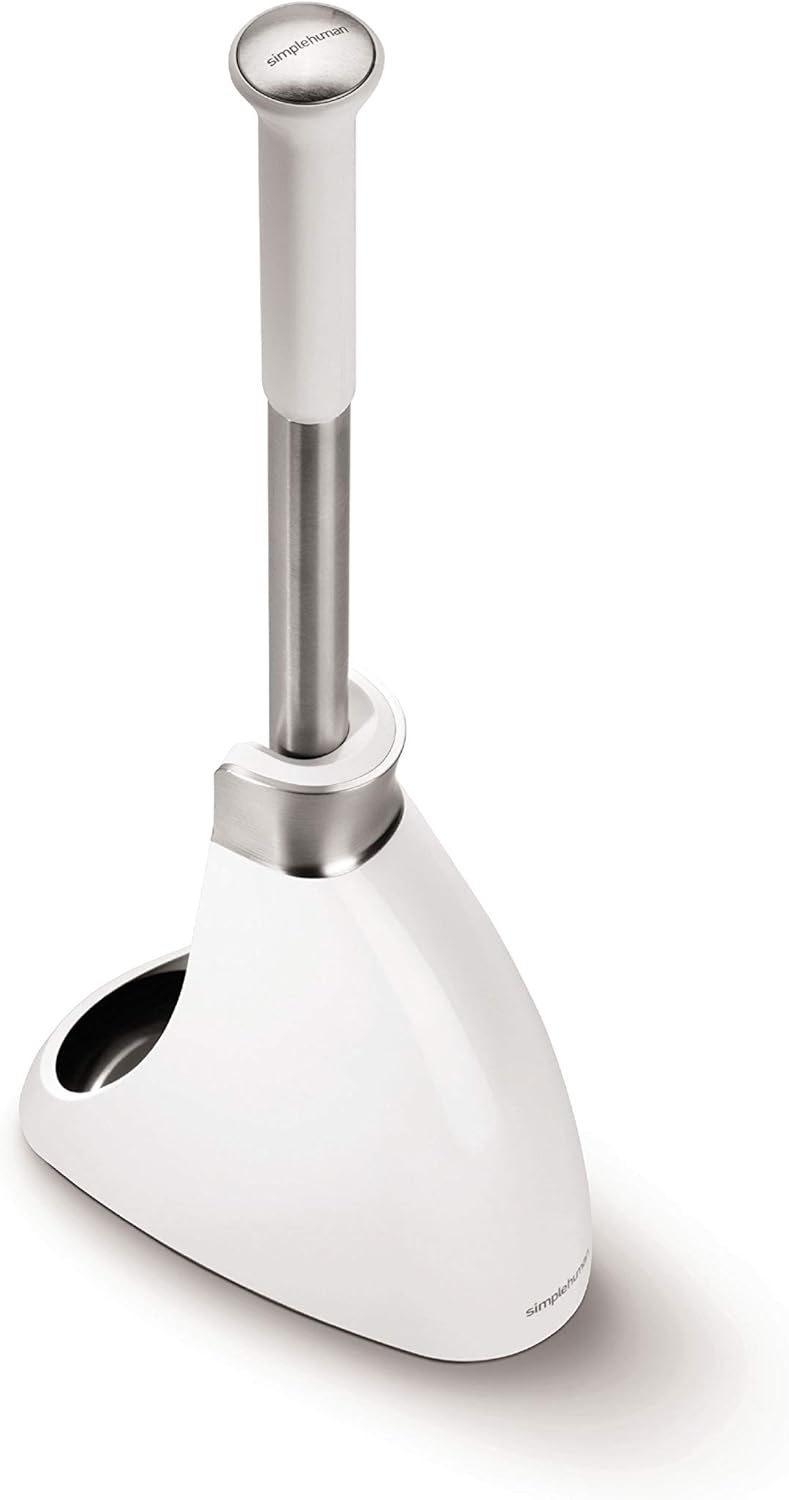 SimpleHuman Toilet Brush with Caddy, Stainless Steel & White – BT1083