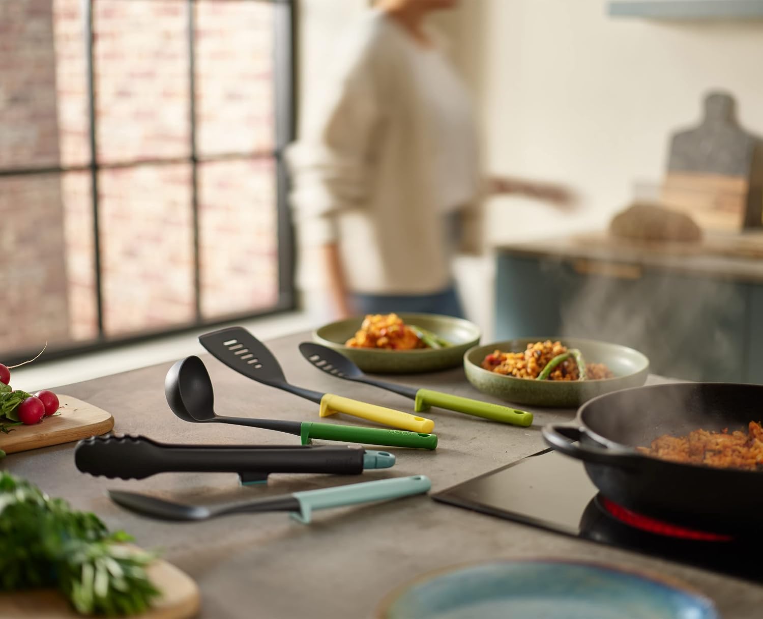 Joseph Joseph Duo Utensil Set 5Piece Countertop Stand Integrated Tool Rests