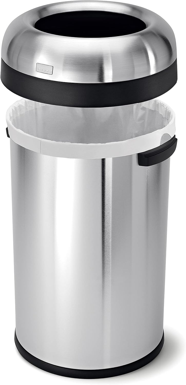 simplehuman 80L / 21.1 Gallon Bullet Open Top Trash Can – Brushed Stainless Steel