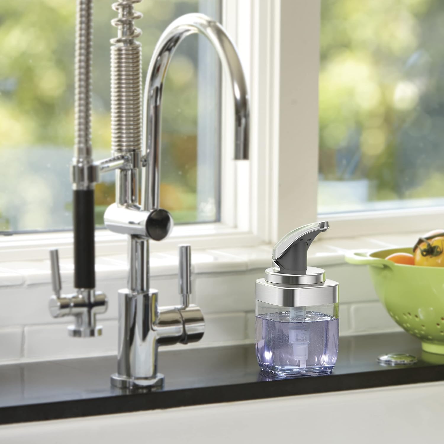 SimpleHuman Square Push Pump Soap Dispenser, 440ml / 15 oz, Brushed Nickel – BT1076