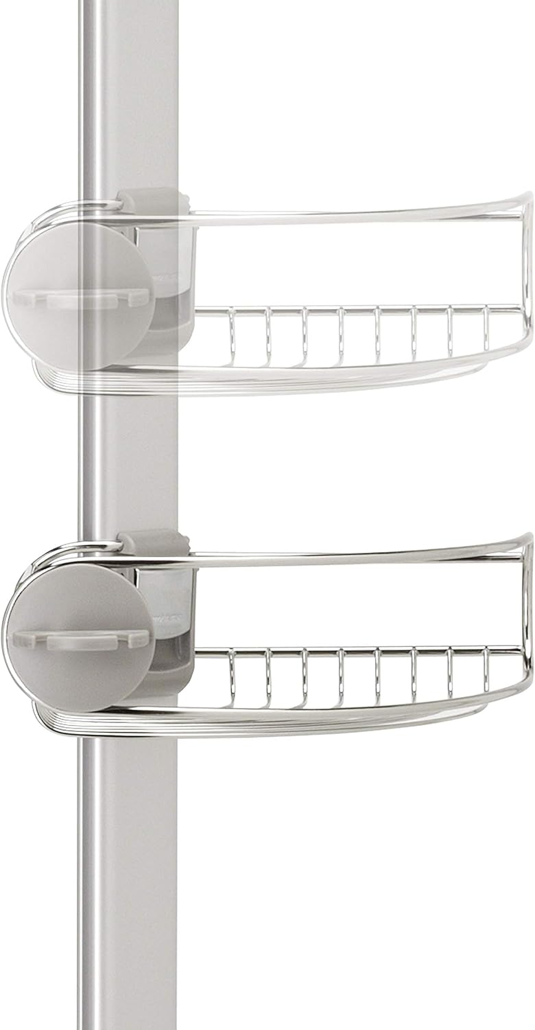 SimpleHuman 9' Tension Pole Shower Caddy, Stainless Steel & Anodized Aluminum – BT1062