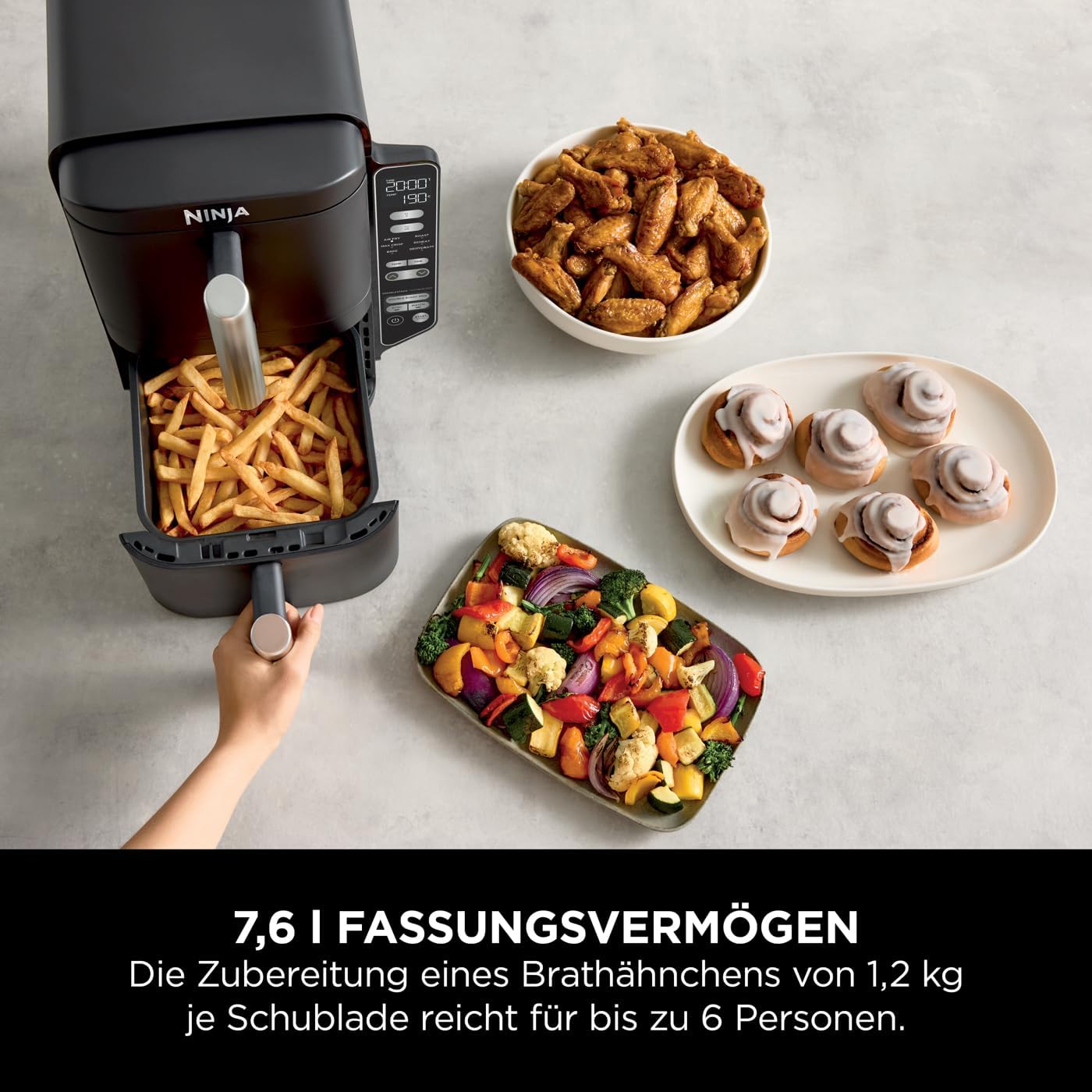 Ninja Double Stack Hot Air Fryer, 7.6 L Airfryer, Double Basket Hot Air Fryer