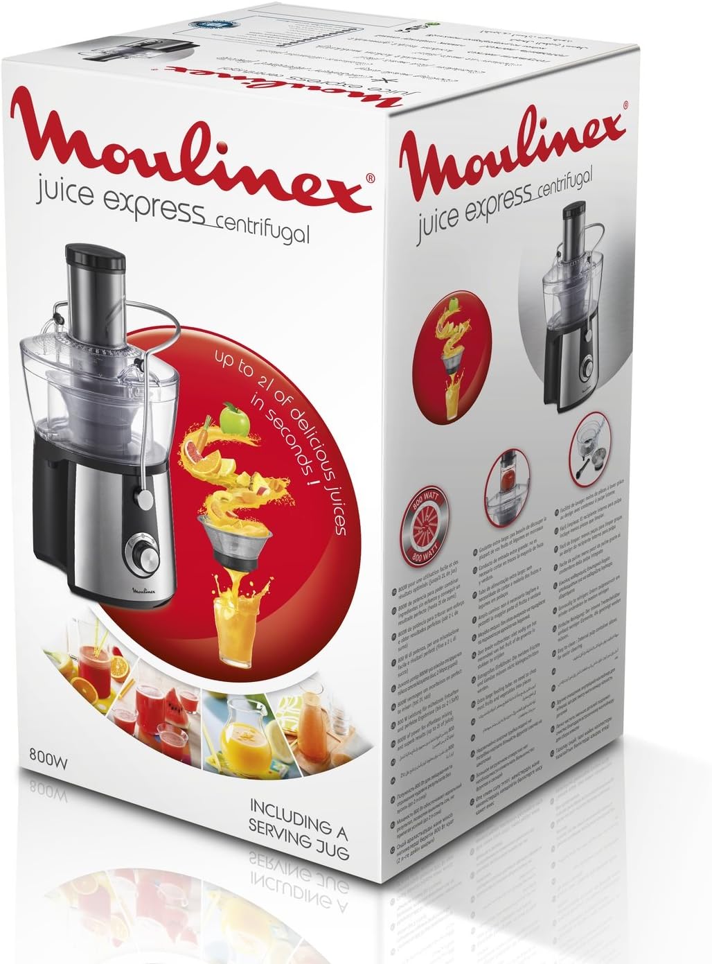 Moulinex Juice Express Juice Extractor – 800W, 1.4L, 2 Speeds, Black/Silver