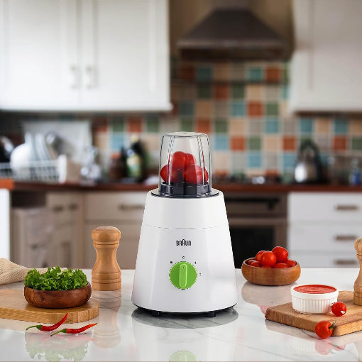 Braun Powerblend 1 Blender 500W 3-In-1 Set 1.5L Jug Chopper Grinder Jb0123 White