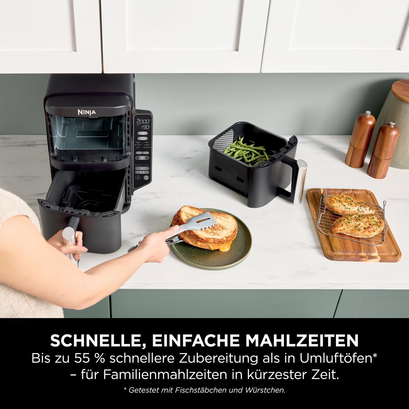 Ninja Double Stack Hot Air Fryer, 7.6 L Airfryer, Double Basket Hot Air Fryer