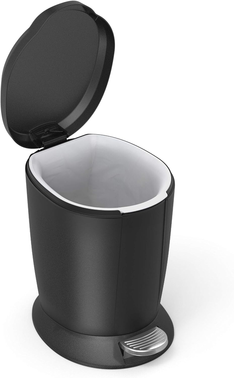 simplehuman 6L / 1.6 Gallon Compact Round Bathroom Step Can – Black Plastic