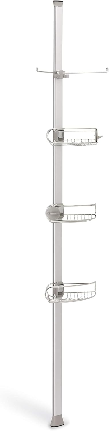 SimpleHuman 9' Tension Pole Shower Caddy, Stainless Steel & Anodized Aluminum – BT1062