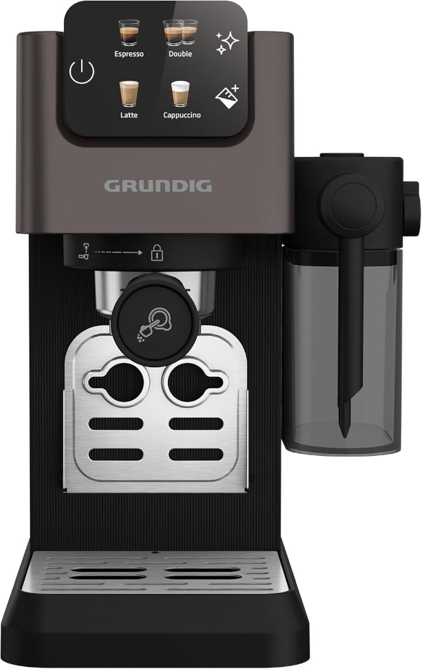 Grundig Espresso Machine 20 Bar Touch Display Integrated Milk Container Inox