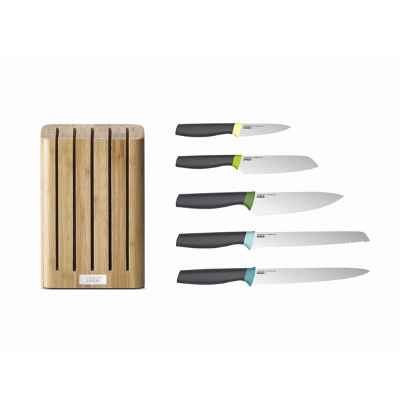 Joseph Joseph Elevate Knives Bamboo 5pc Set Magnetic Slimline Japanese Steel