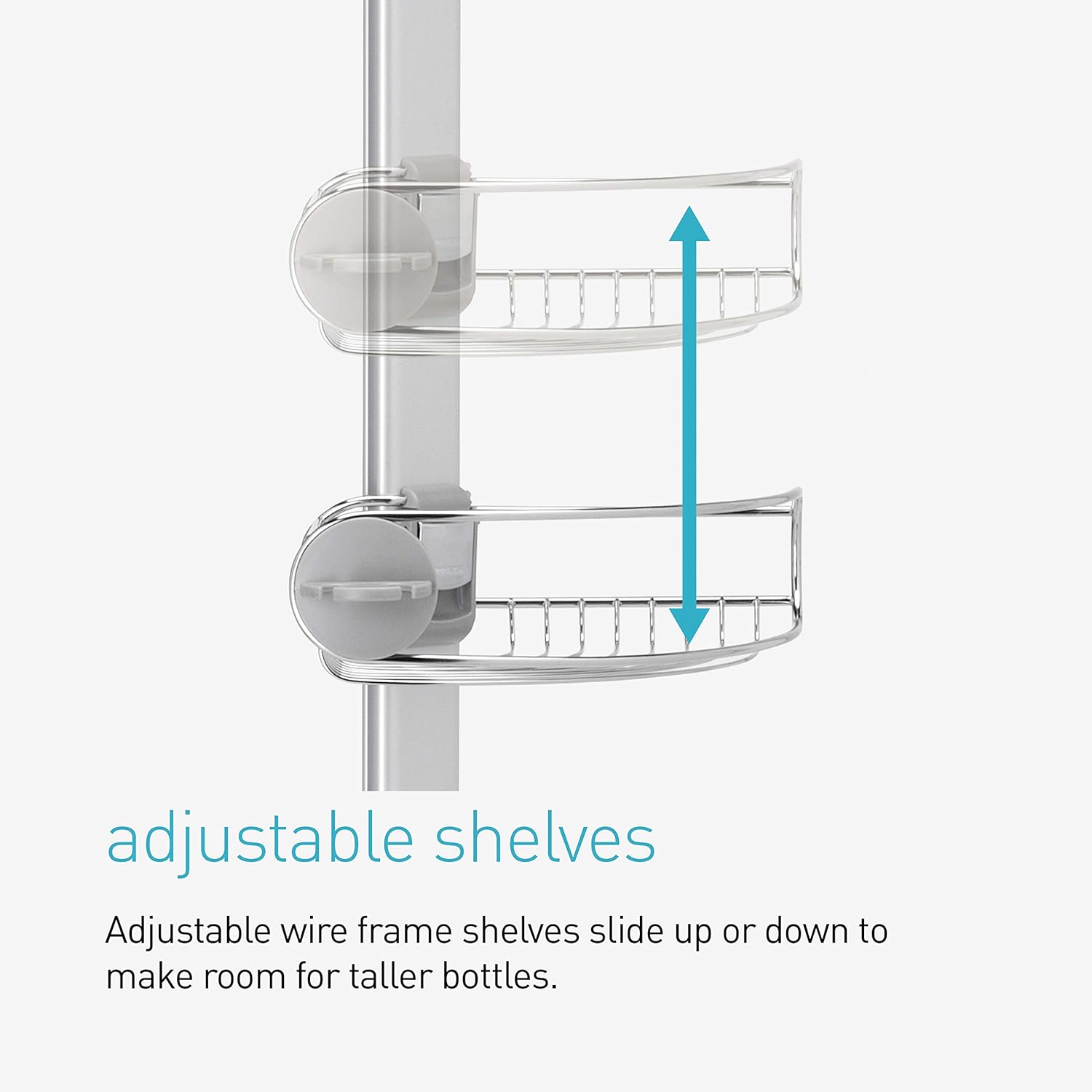 SimpleHuman Corner Shower Caddy, Stainless Steel & Anodized Aluminum – BT1064