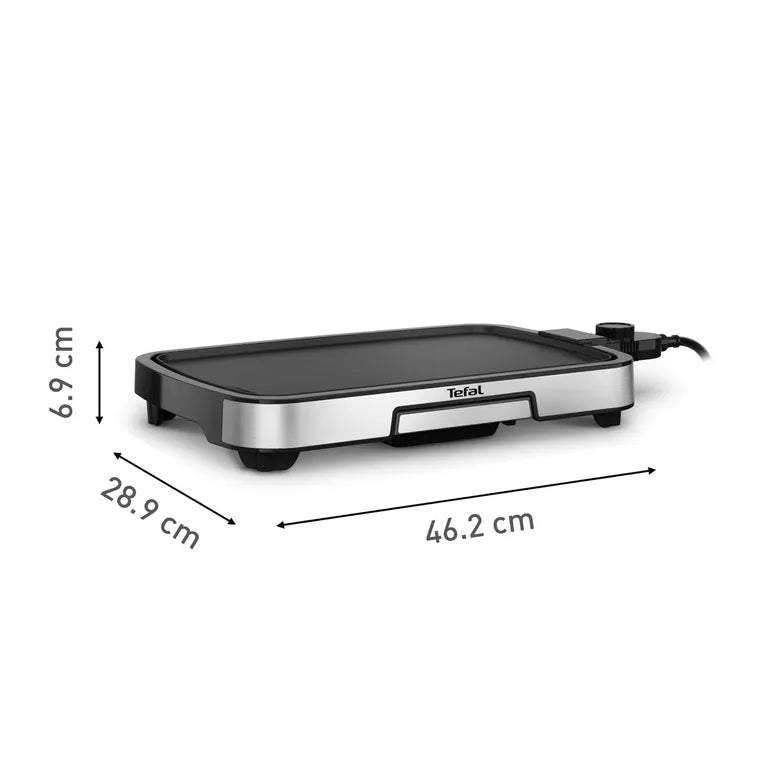 Tefal Electric Plancha CB630D10 – 2000W, 40x25cm, Stainless Steel