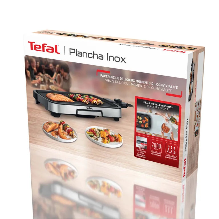 Tefal Electric Plancha CB630D10 – 2000W, 40x25cm, Stainless Steel