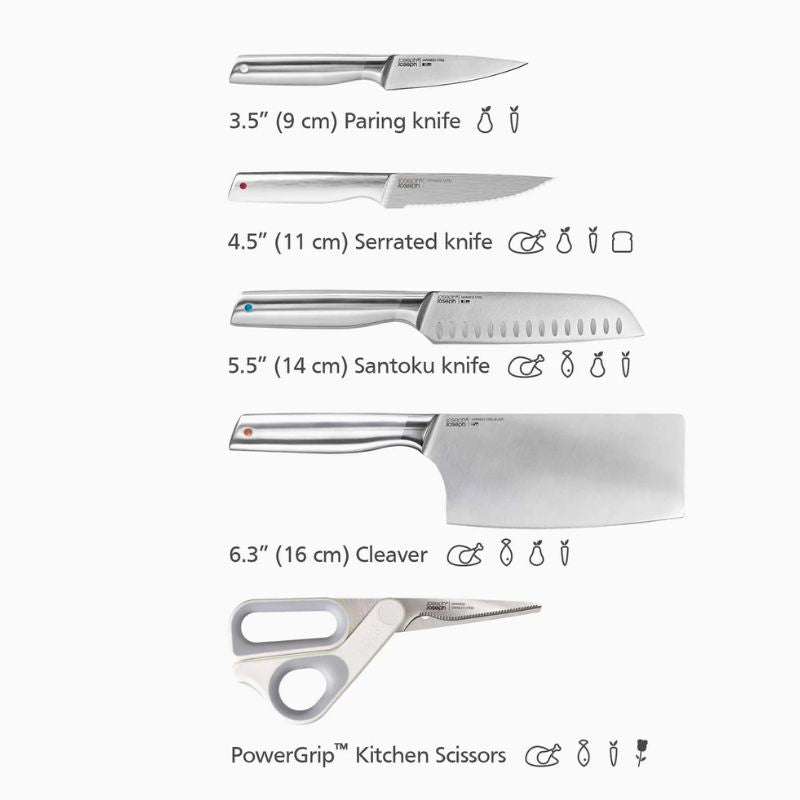 Joseph Joseph Elevate™ Fusion 5-Piece Knife & Scissor Set With Beechwood Block