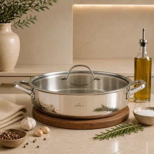Karaca 3Ply PowerSteel 316+ Stainless Steel Honeycomb Casserole 26 cm 4L Induction
