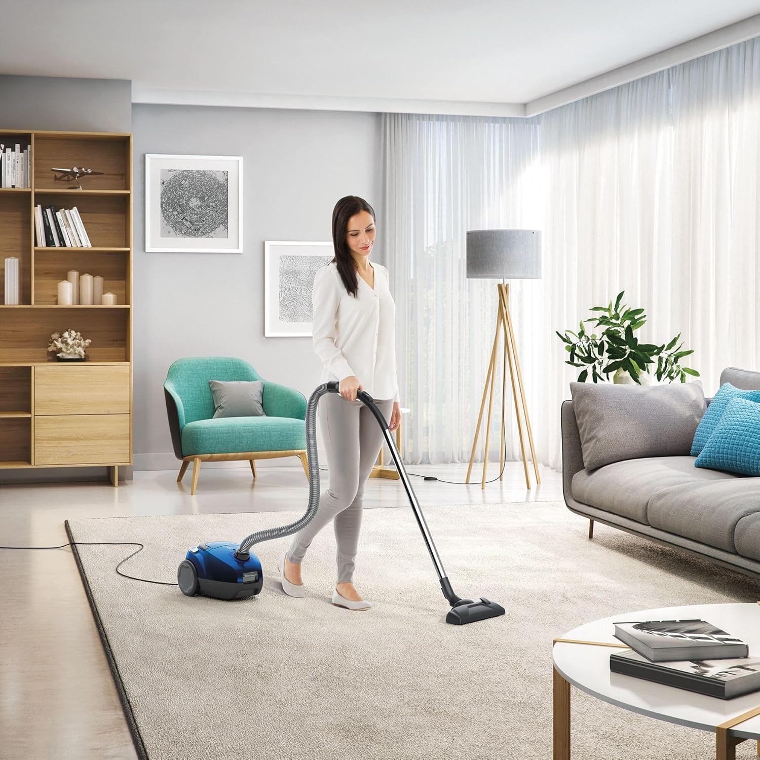 Electrolux CompactGo Z1220 Bagged Canister Vacuum Cleaner  Clear Blue