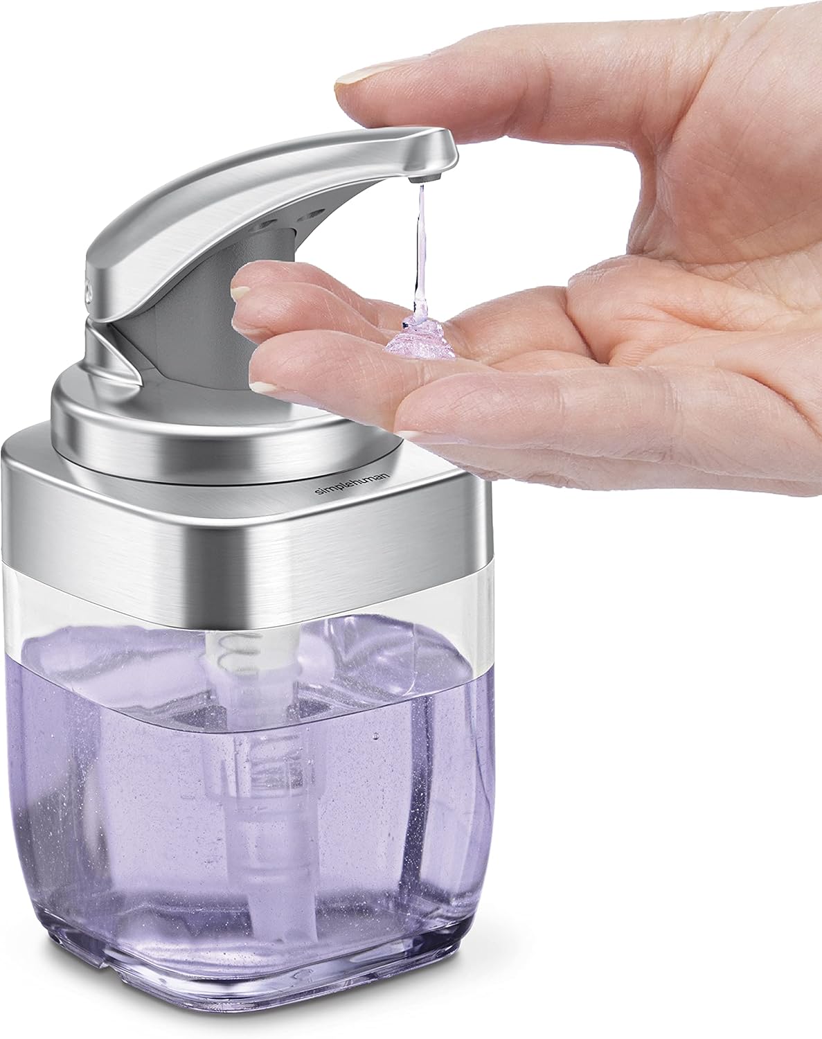 SimpleHuman Square Push Pump Soap Dispenser, 440ml / 15 oz, Brushed Nickel – BT1076