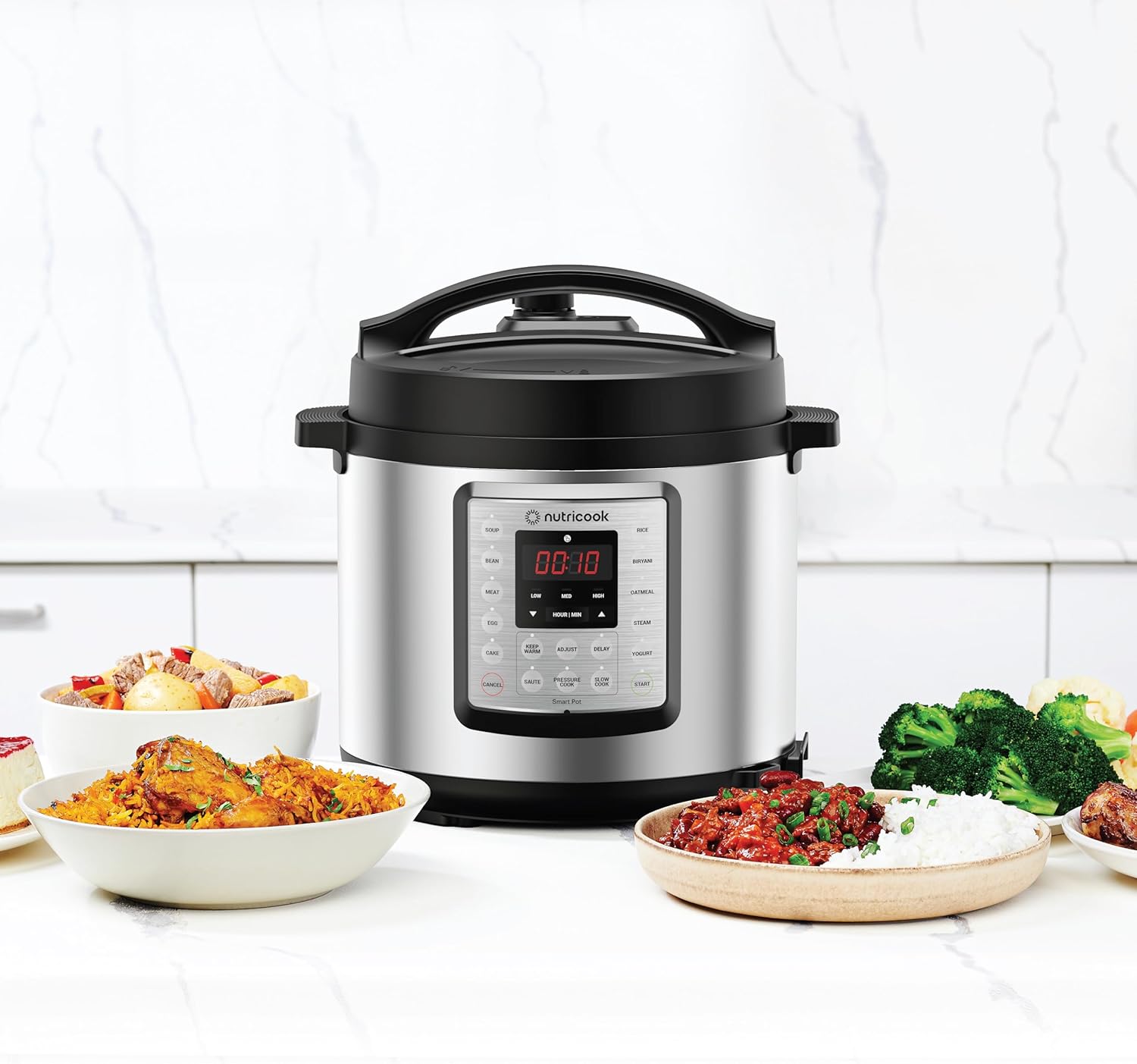 Nutricook Smart Pot Eko 1000W, 6 Liter Electric Pressure Cooker - Stainless Steel