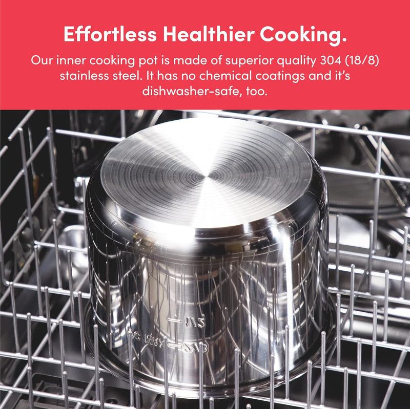 Nutricook Smart Pot Eko 1000W, 6 Liter Electric Pressure Cooker - Stainless Steel