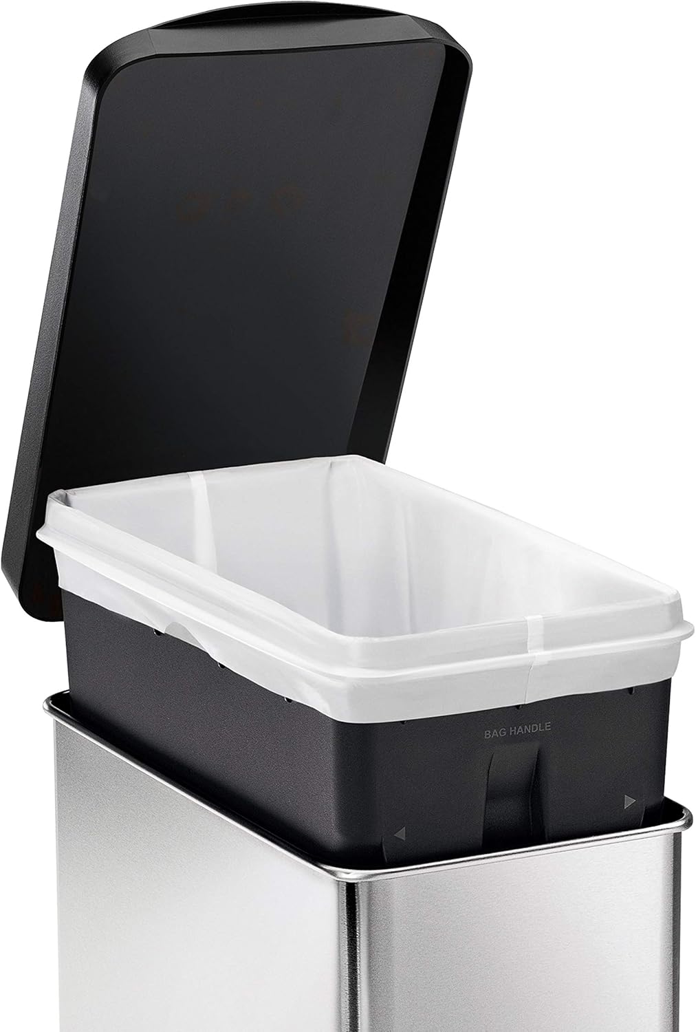SimpleHuman CW1180CB 10L Slim Profile Pedal Bin – Brushed Steel & Black Lid
