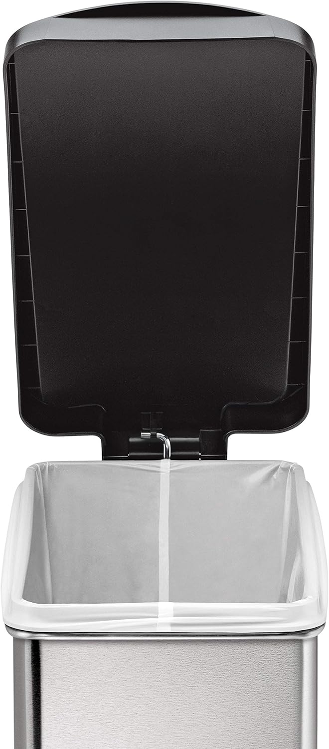 SimpleHuman CW1180CB 10L Slim Profile Pedal Bin – Brushed Steel & Black Lid