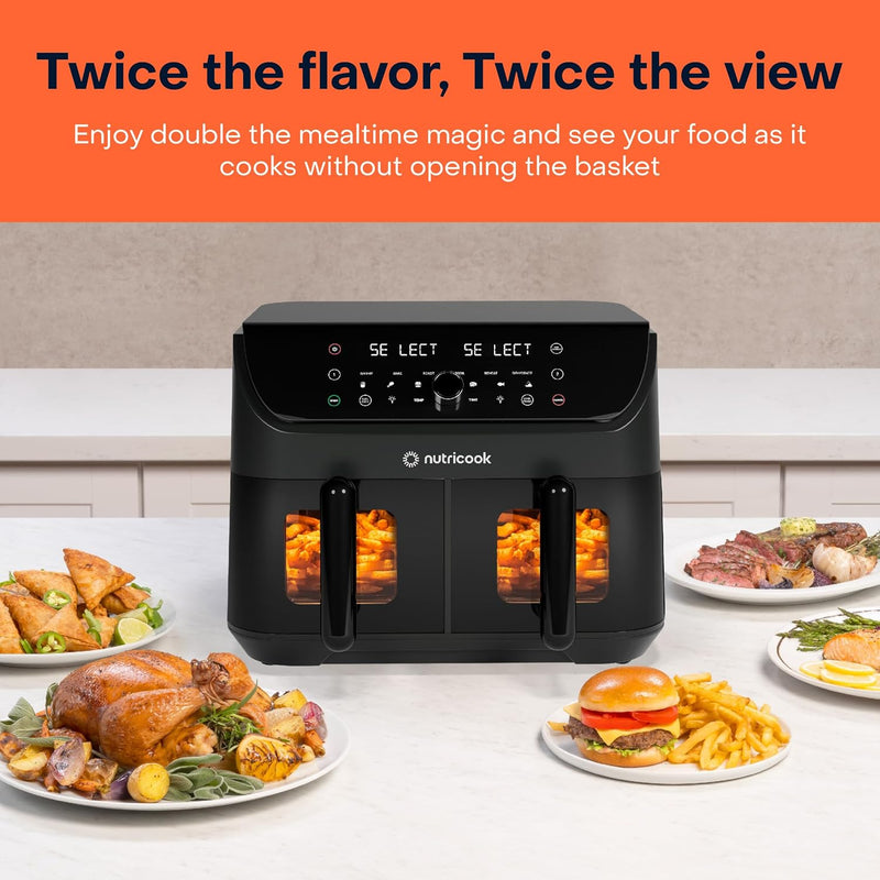 Nutricook Air Fryer Duo 2 Vision with Clear Window and Internal Light, 8.5L