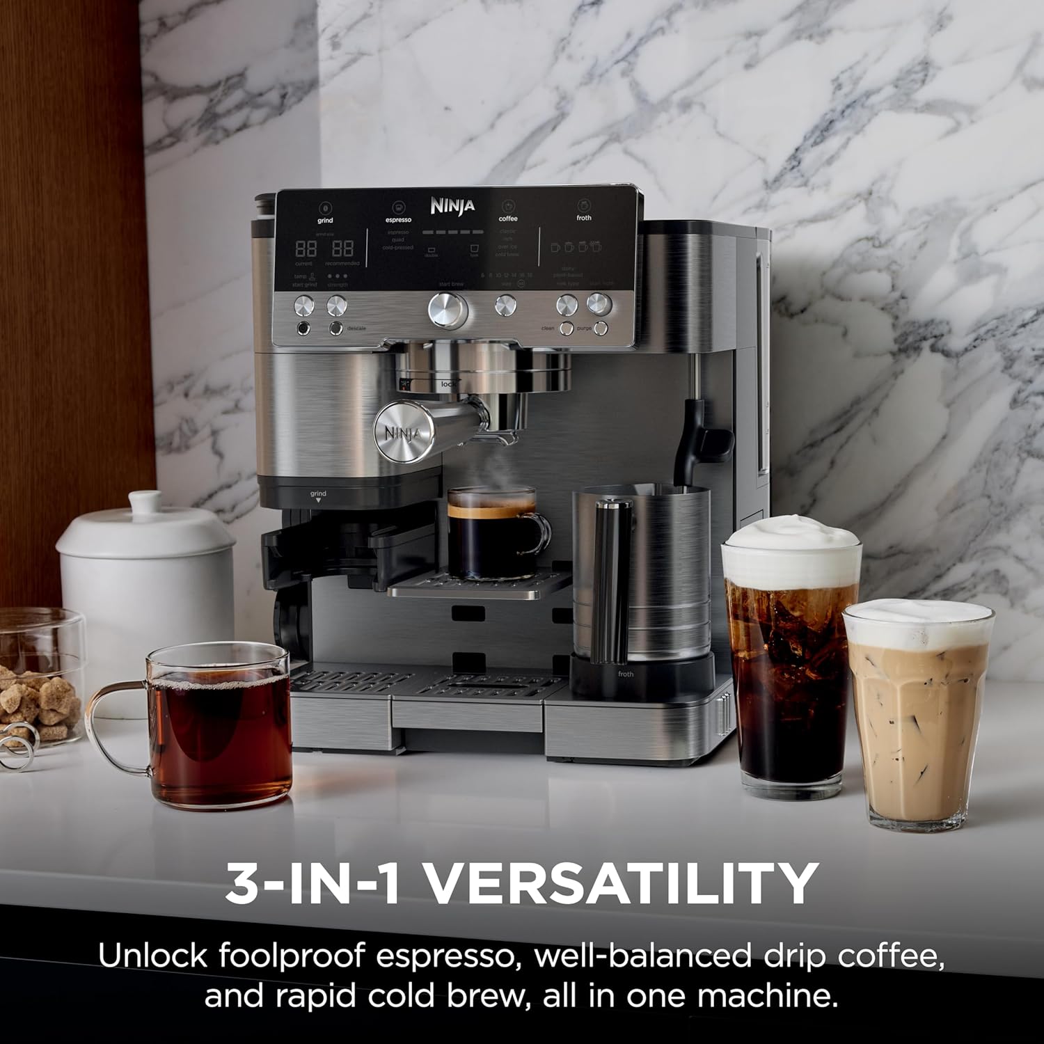 Ninja Luxe Cafe Premier 3-in-1 Espresso Machine Cold Brew Grinder SS