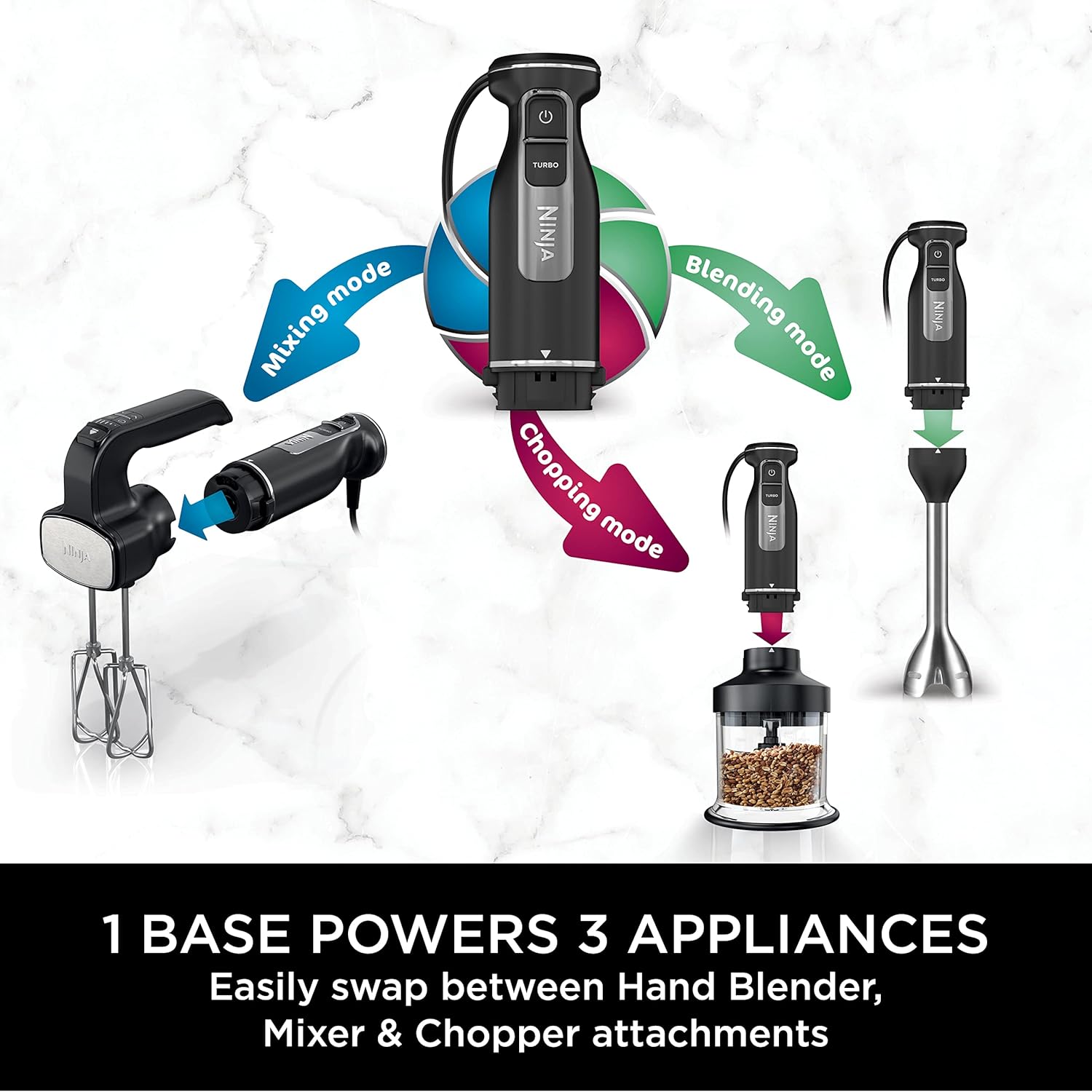 Ninja Foodi 3-In-1 Hand Blender, Hand Mixer & Chopper