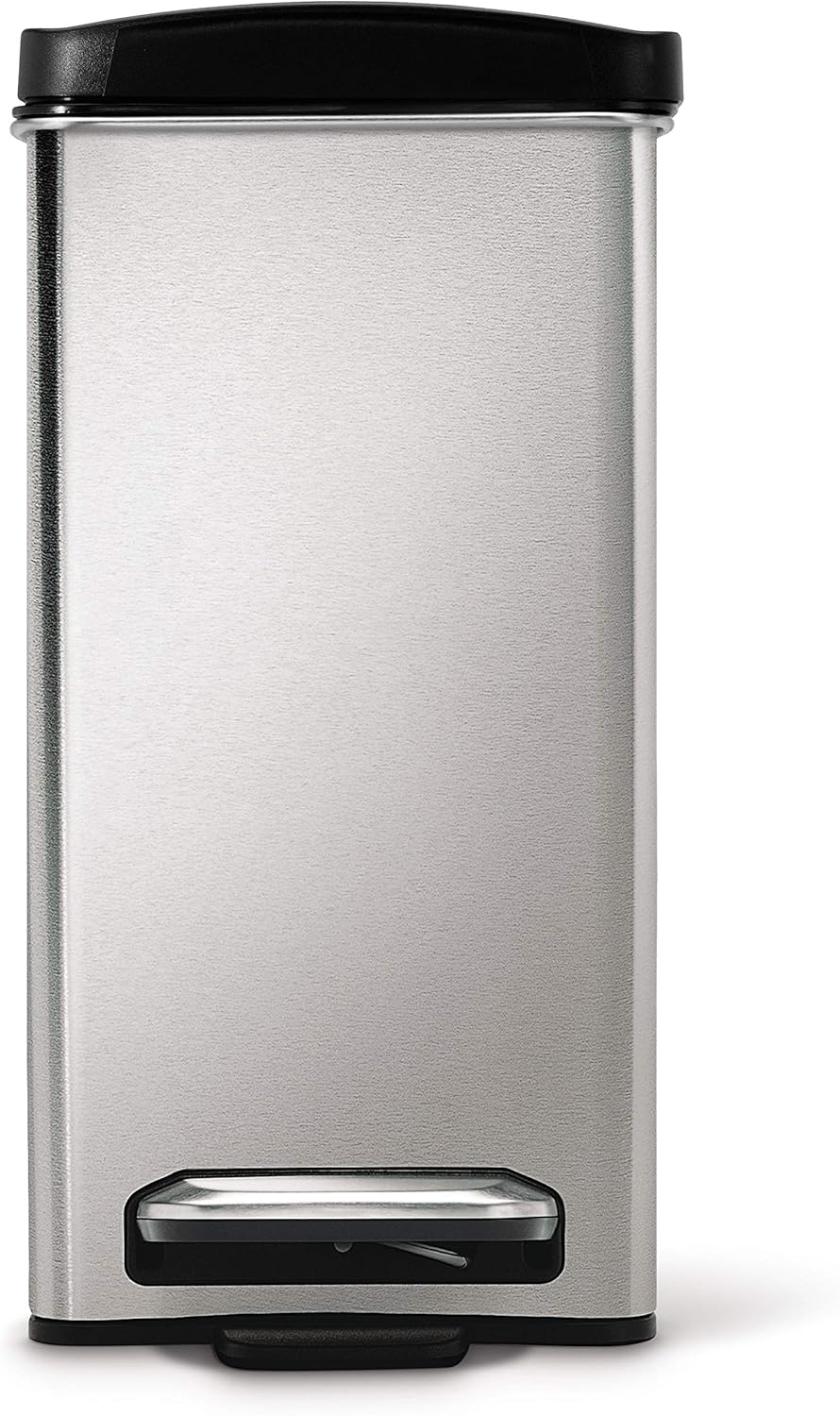 SimpleHuman CW1180CB 10L Slim Profile Pedal Bin – Brushed Steel & Black Lid