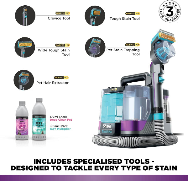 Shark StainStriker HairPro Pet Spot Cleaner Carpet Upholstery Tool PX250UKT