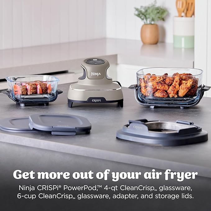 Ninja Crispi 4-in-1 Glass Air Fryer Non-Toxic 4QT Max Crisp Stone
