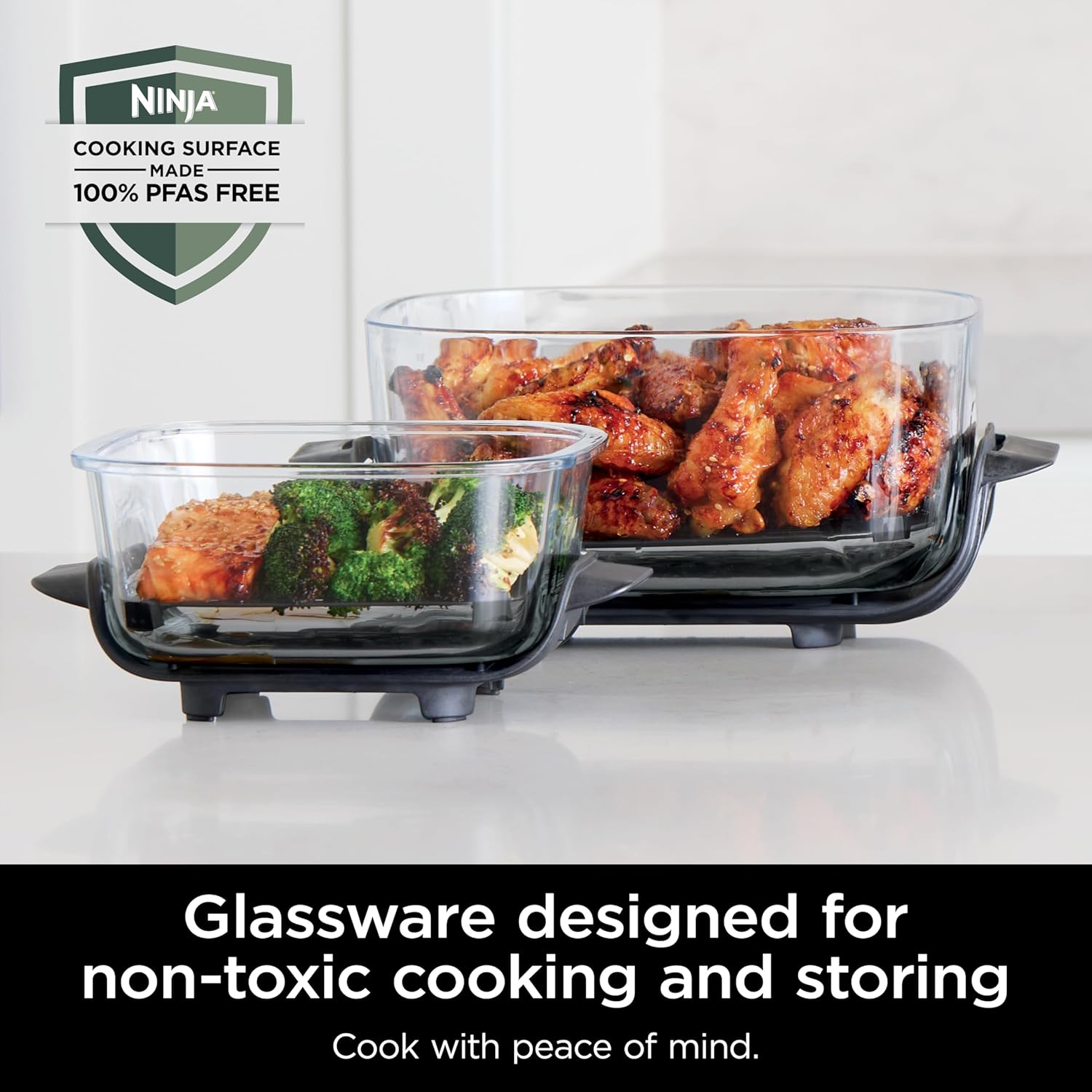 Ninja Crispi 4-in-1 Glass Air Fryer Non-Toxic 4QT Max Crisp Green