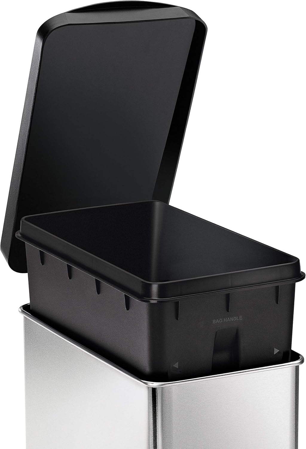 SimpleHuman CW1180CB 10L Slim Profile Pedal Bin – Brushed Steel & Black Lid