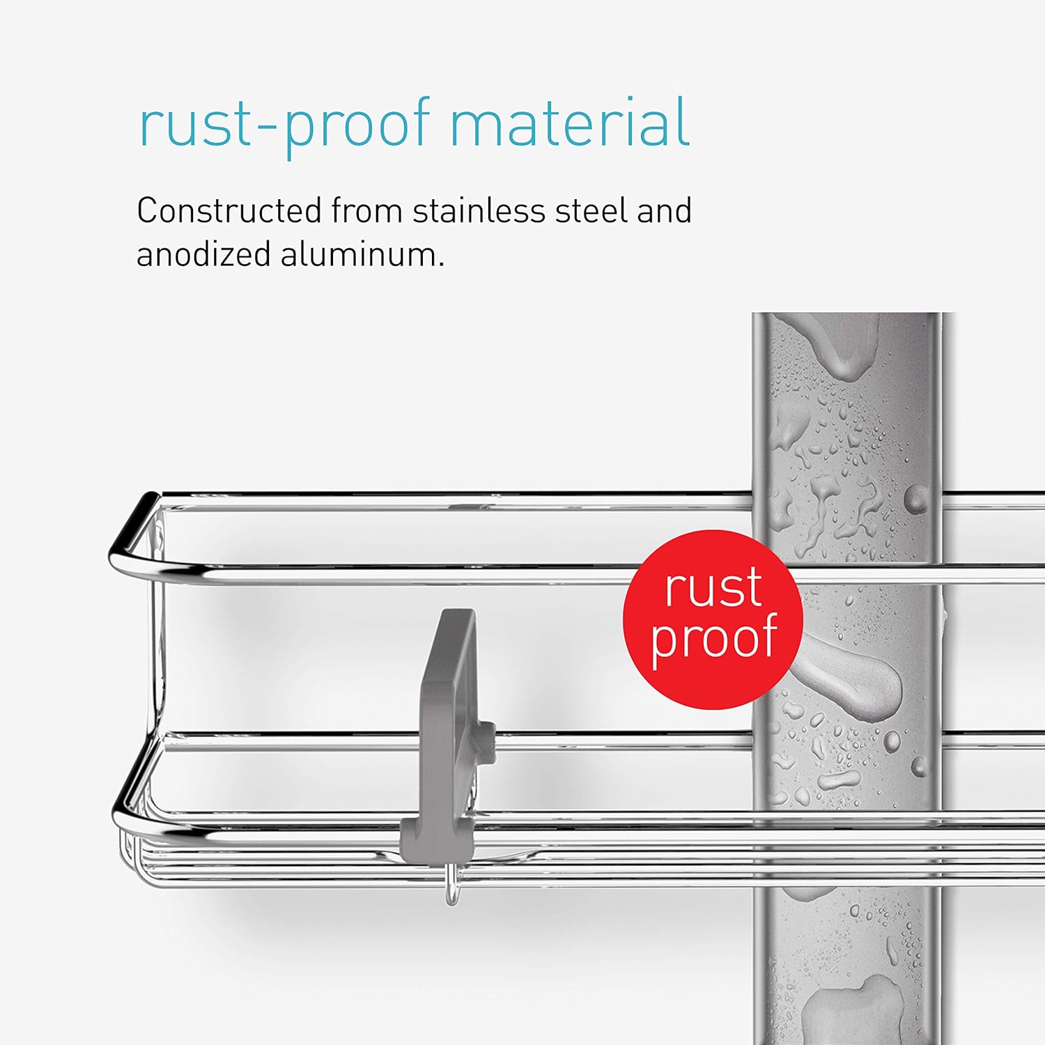 SimpleHuman Corner Shower Caddy, Stainless Steel & Anodized Aluminum – BT1064