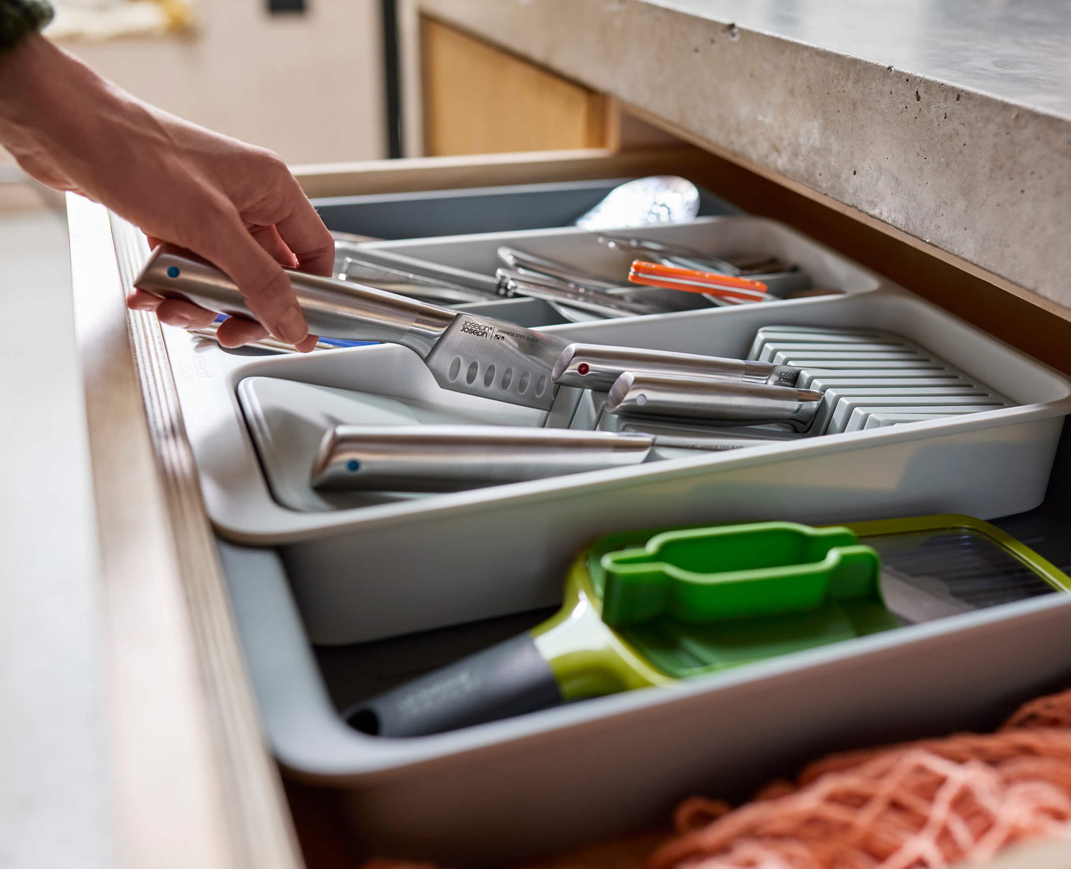 Joseph Joseph DrawerStore Expanding Tiered Cutlery Knife Organiser Recycled