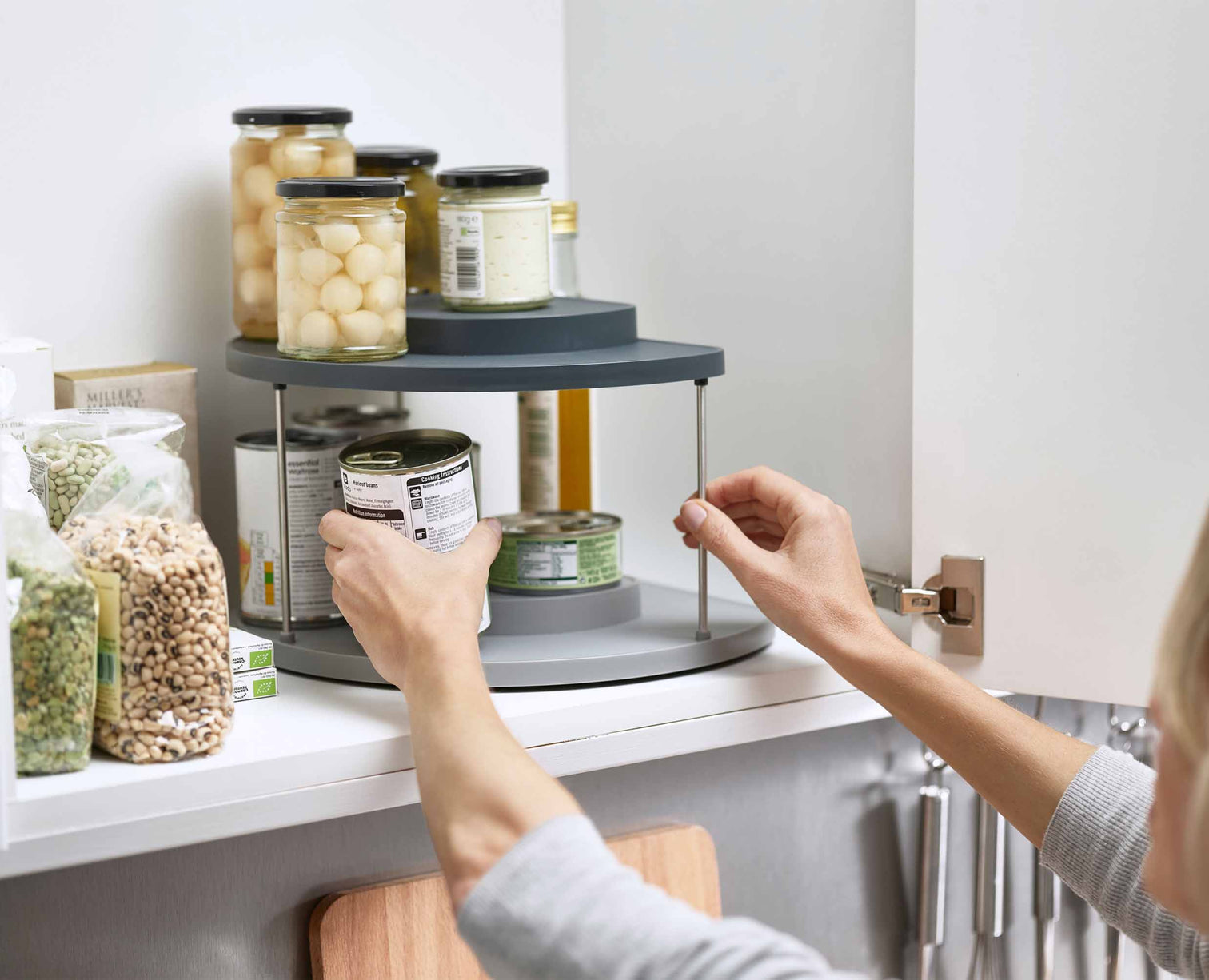 Joseph Joseph Cupboardstore™ 2-Tier Grey Rotating Organiser