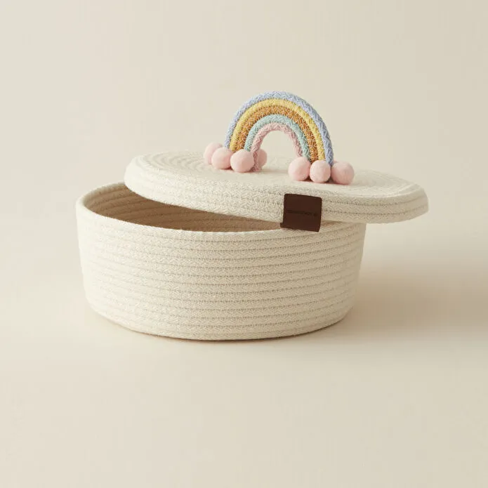 Karaca Home Rainbow Handled Woven Storage Box 21x11 cm Cotton Rope Organizer