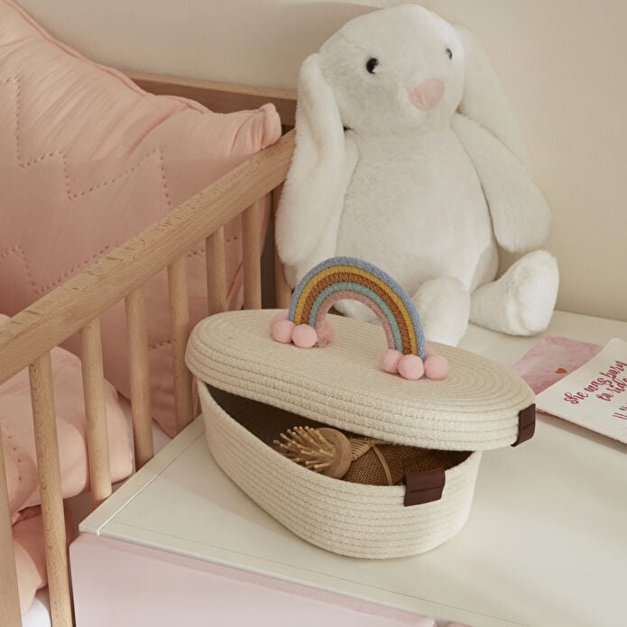 Karaca Home Rainbow Handled Woven Storage Box 26x14 cm Cotton Rope Organizer