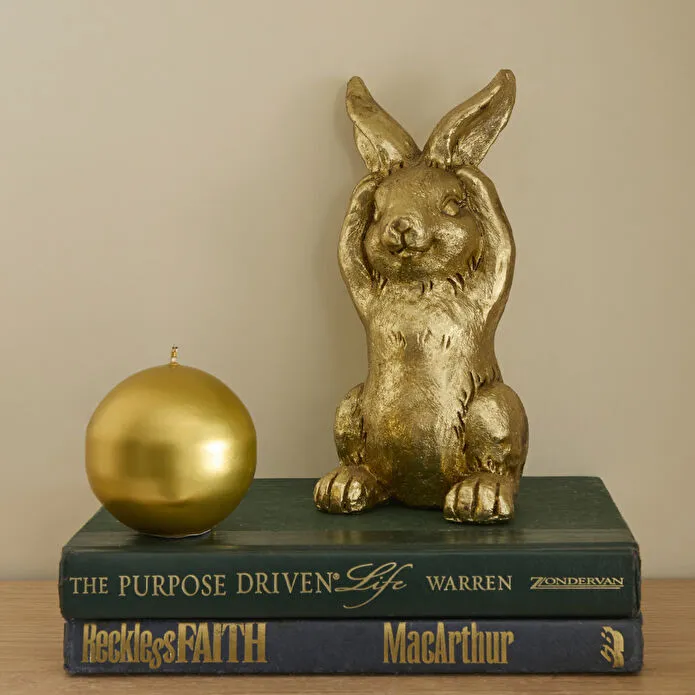 Karaca Home Helen Bunny Not Listening Trinket Gold Decorative Figurine 20 cm